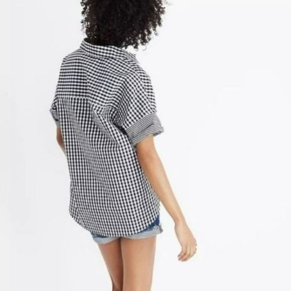Madewell black gingham boxy button down xs - Picture 2 of 8